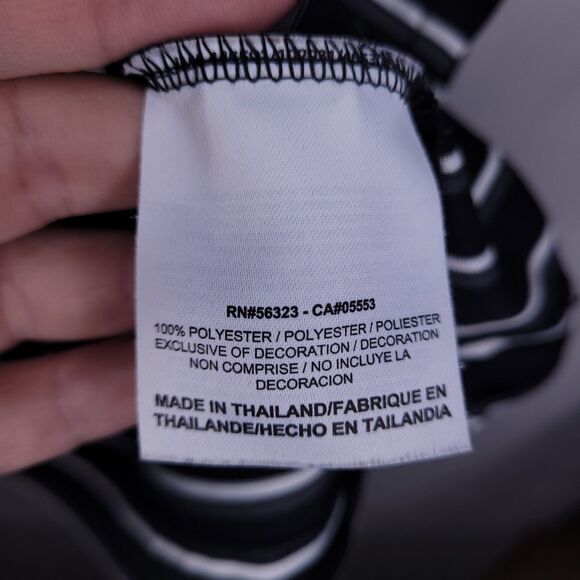 Nike Polo Shirt Mens Medium Striped Black, White Dri Fit Golf Swoosh - Picture 10 of 11